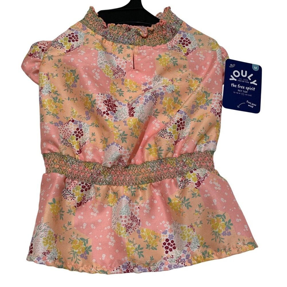 Youly Floral Smock Pet Top M 16-18 In Lightweight Stretchy Pink The Free‎ Spirit